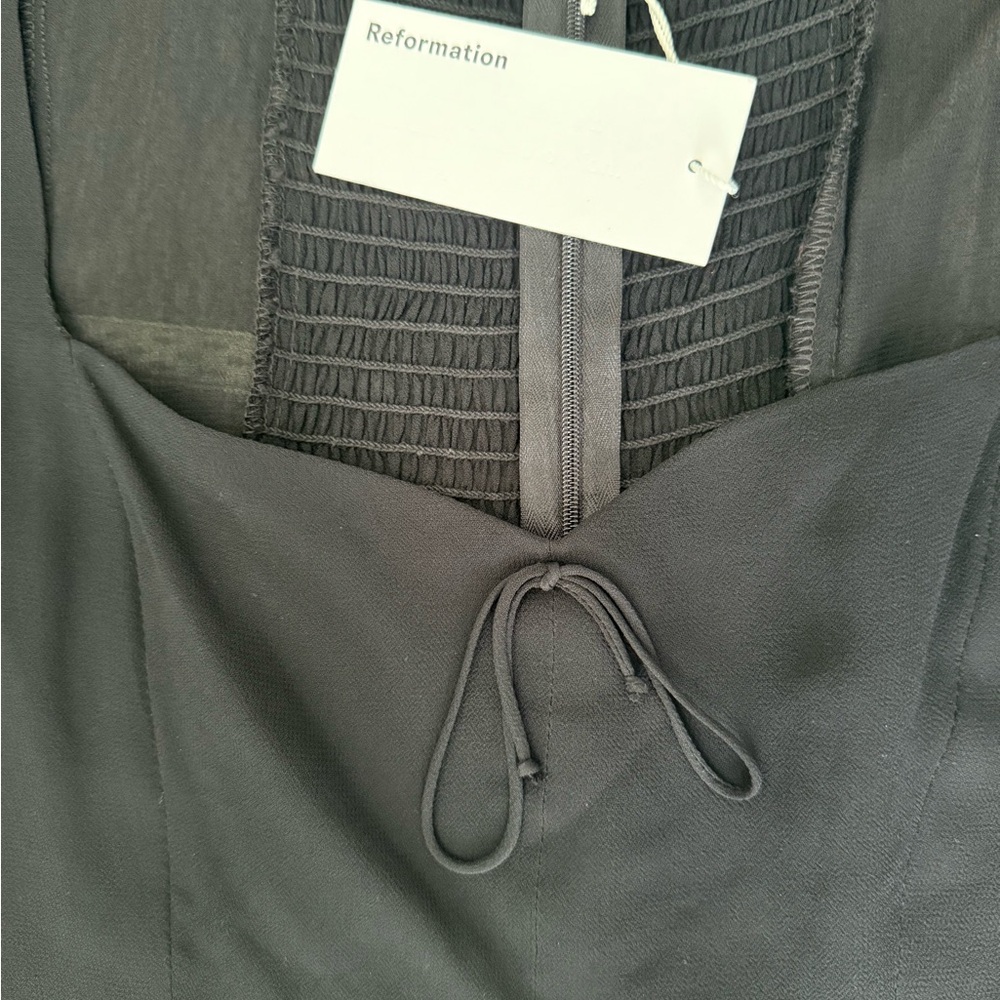 NWT Reformation Delevan Top Black Puff Sleeve Blouse size 6 - Picture 4 of 8